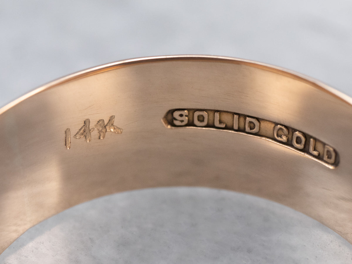 Antique Rose Gold Wide Wedding Band Ring