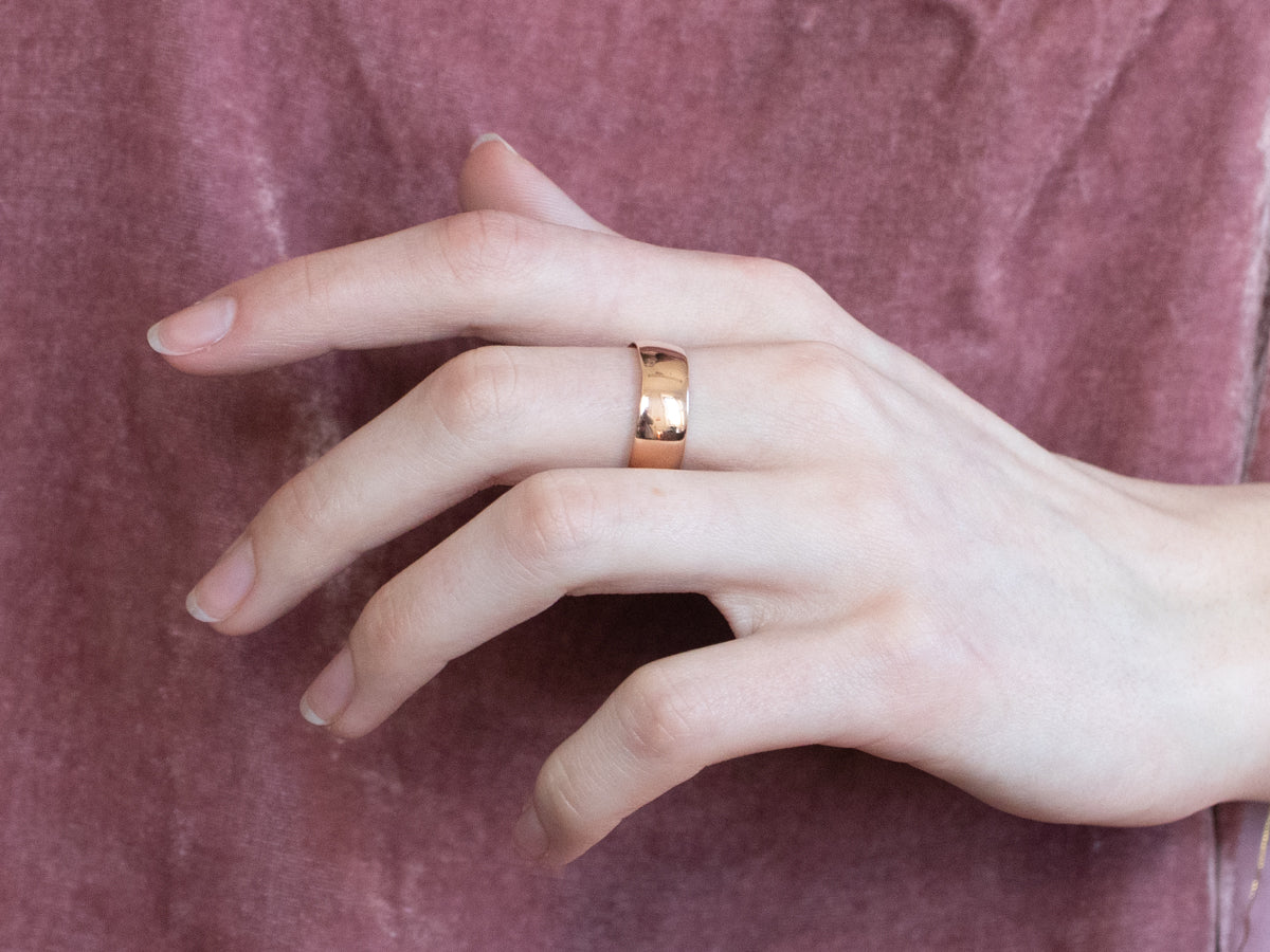 Antique Rose Gold Wide Wedding Band Ring