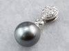 Grey Pearl Diamond White Gold Drop Pendant