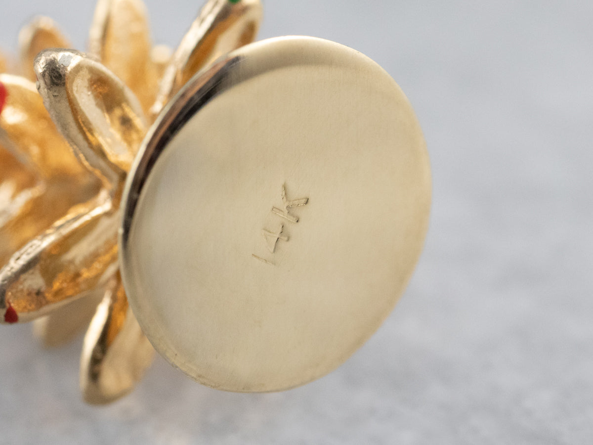 Vintage Enamel 14K Gold Christmas Tree Charm