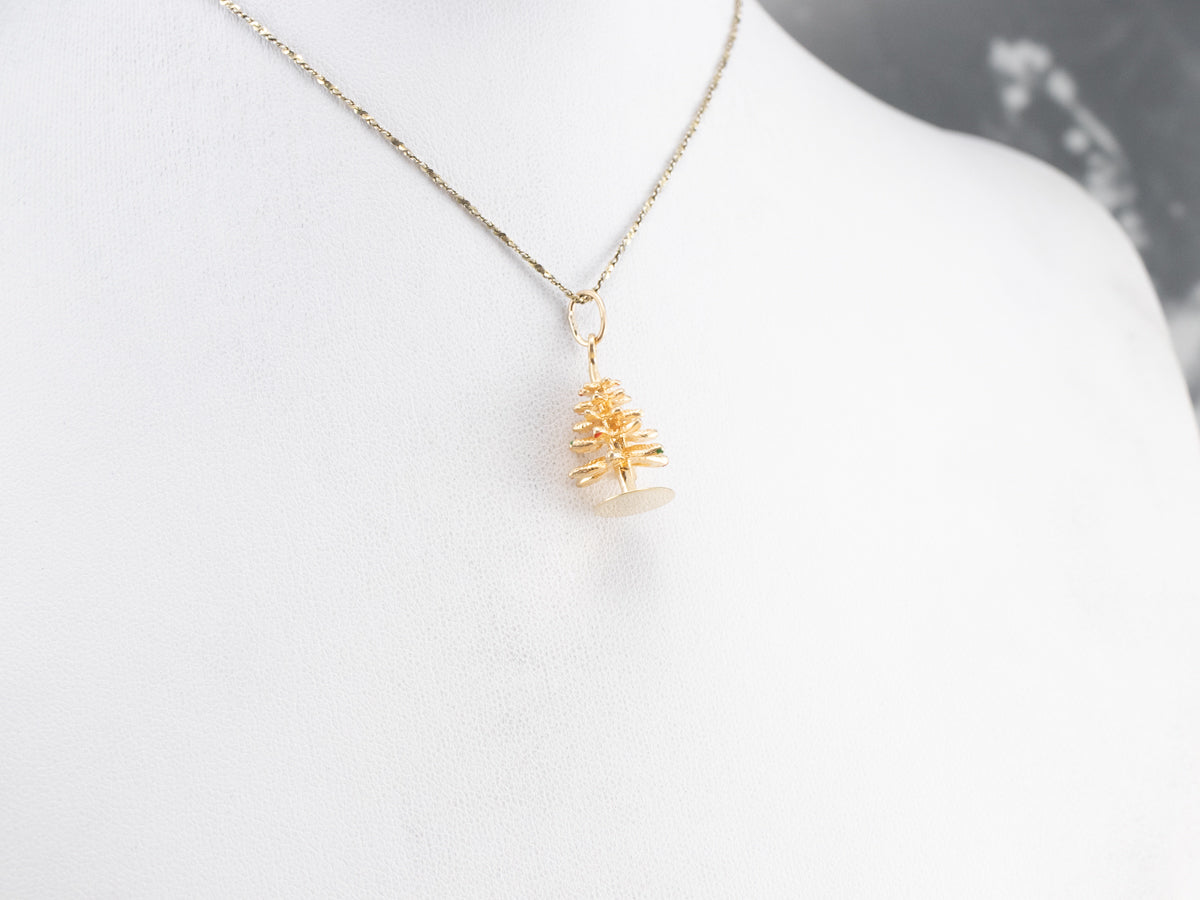 Vintage Enamel 14K Gold Christmas Tree Charm