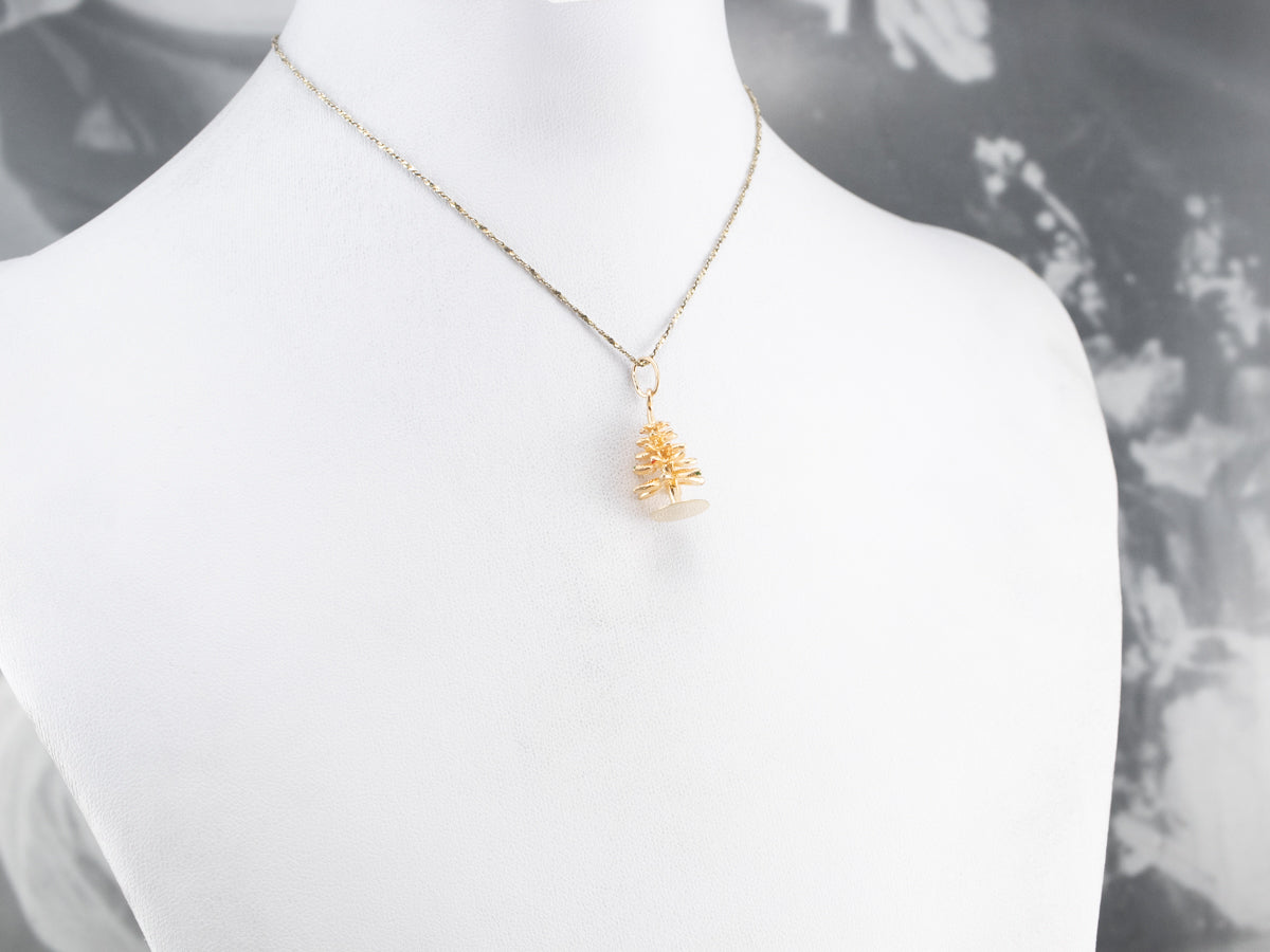 Vintage Enamel 14K Gold Christmas Tree Charm