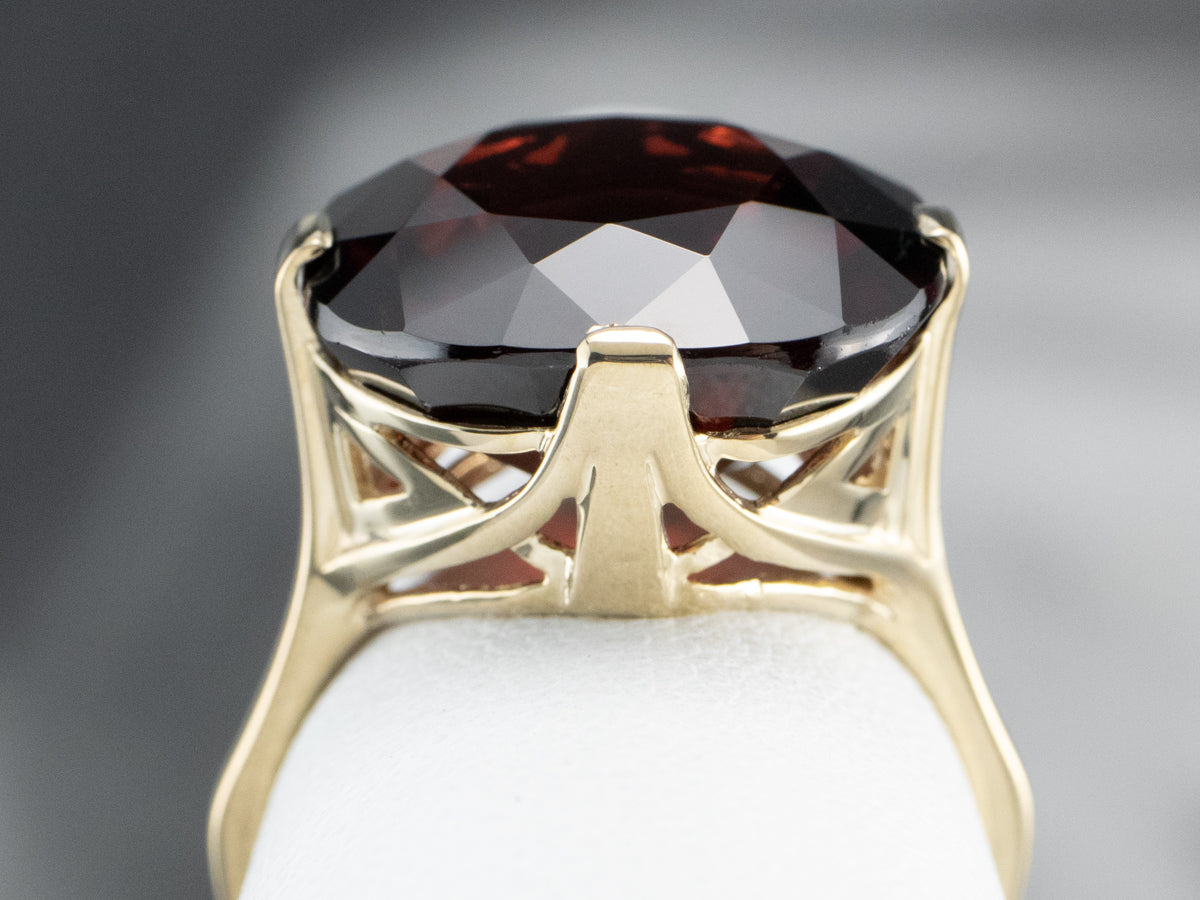 Cushion Cut Garnet Gold Statement Ring