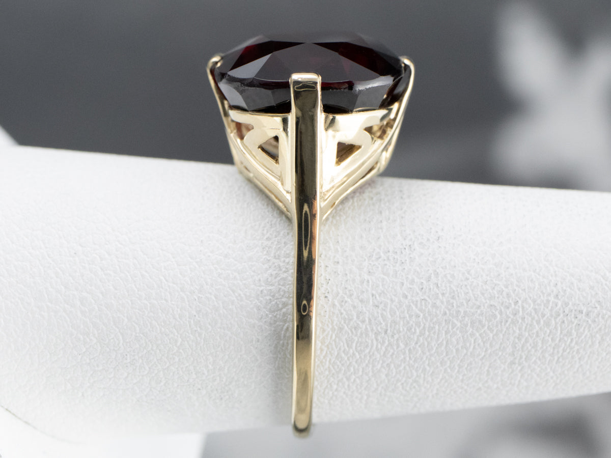 Cushion Cut Garnet Gold Statement Ring