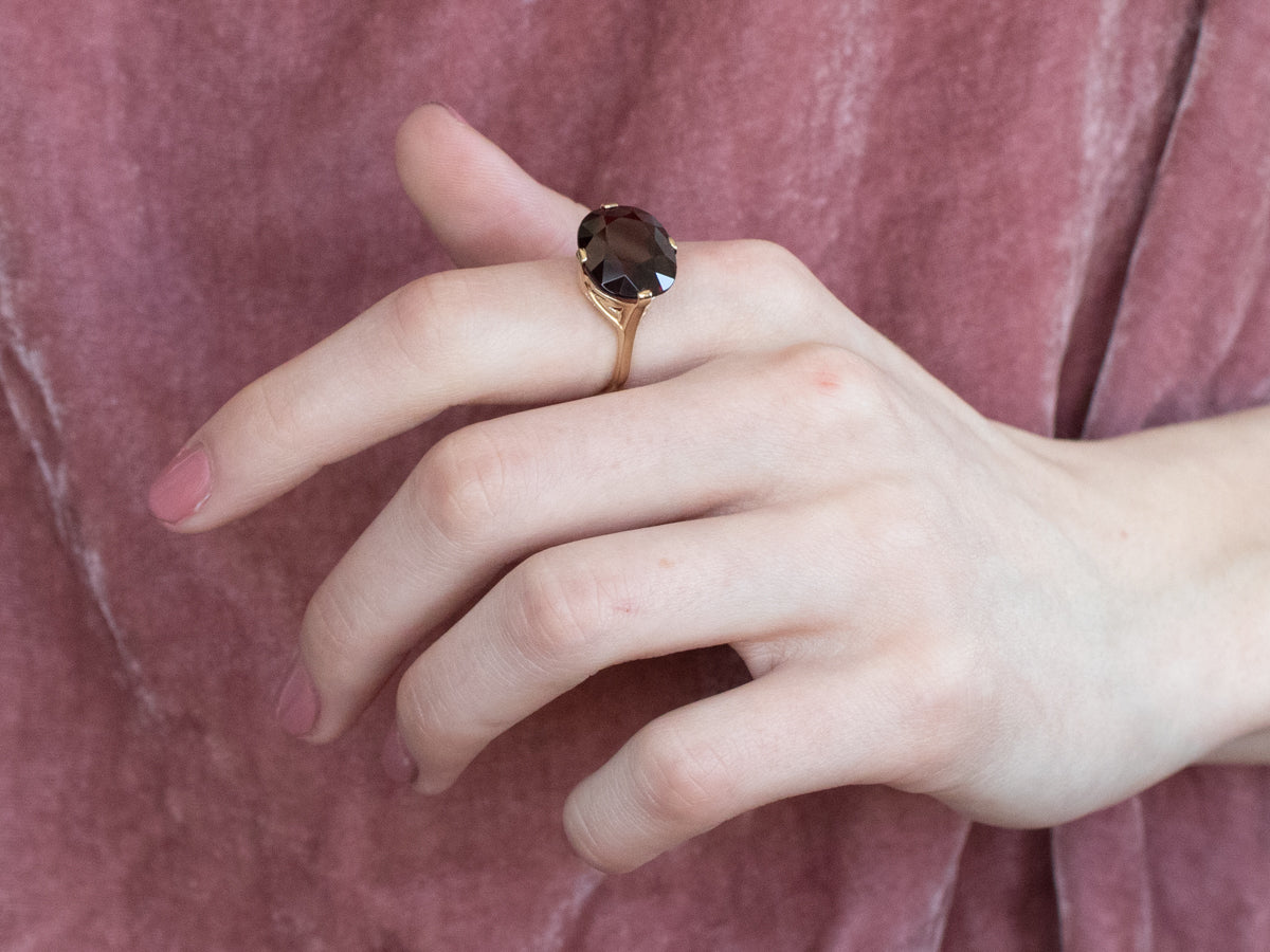 Cushion Cut Garnet Gold Statement Ring