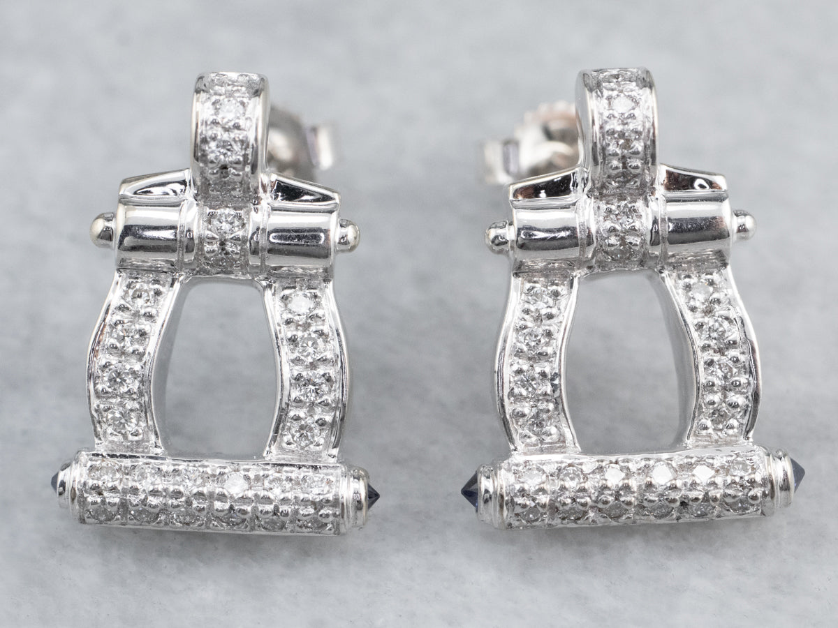 Pendientes colgantes de oro blanco de 18 quilates con diamantes