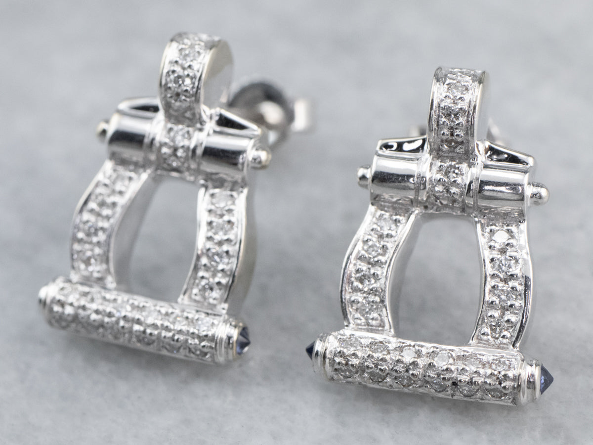 Pendientes colgantes de oro blanco de 18 quilates con diamantes