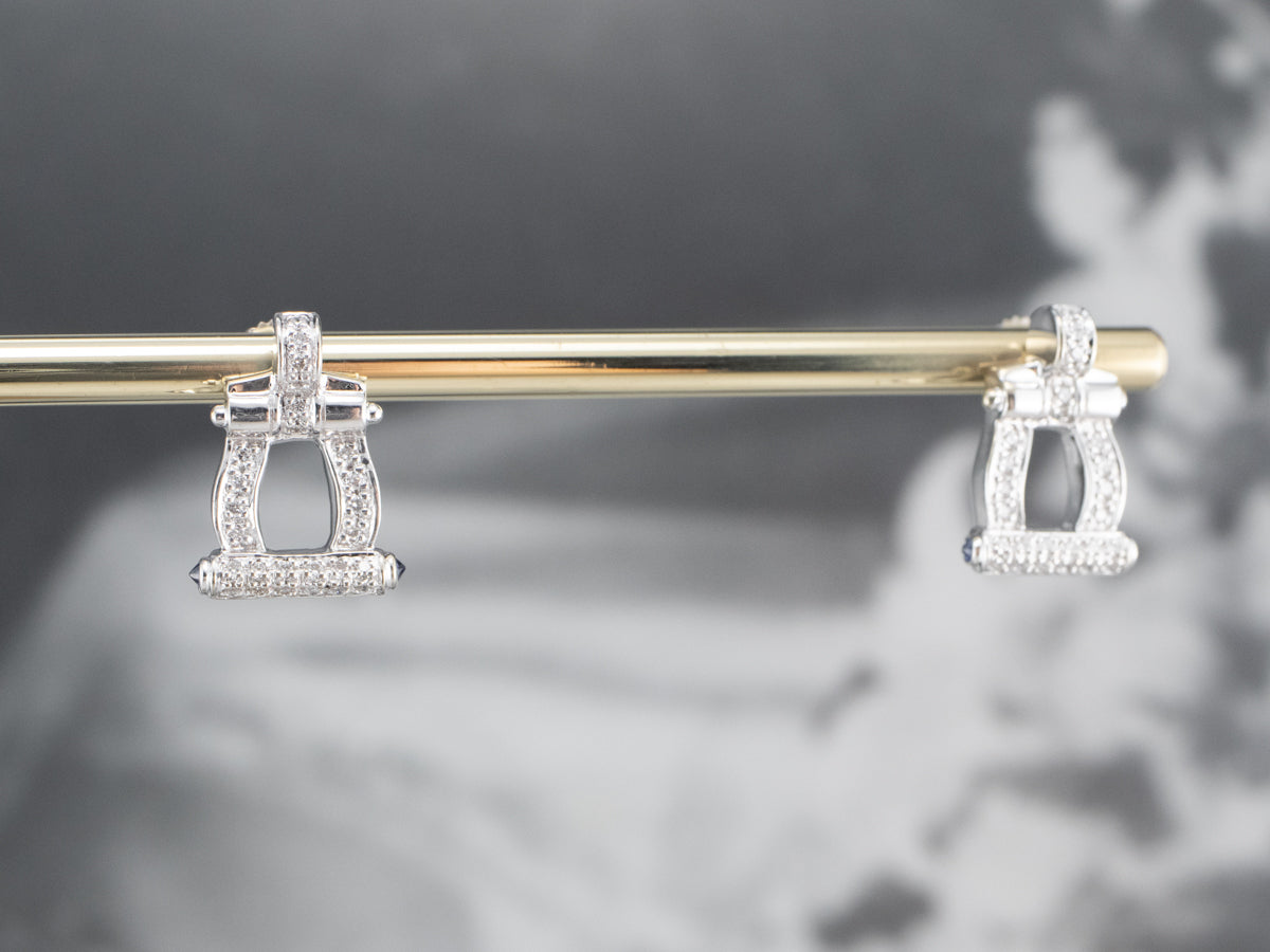 Pendientes colgantes de oro blanco de 18 quilates con diamantes