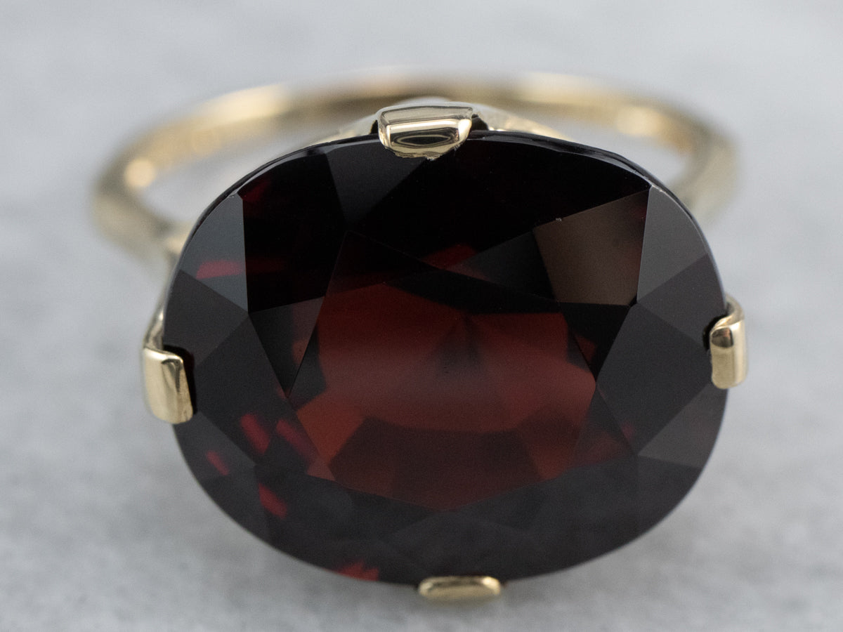 Cushion Cut Garnet Gold Statement Ring