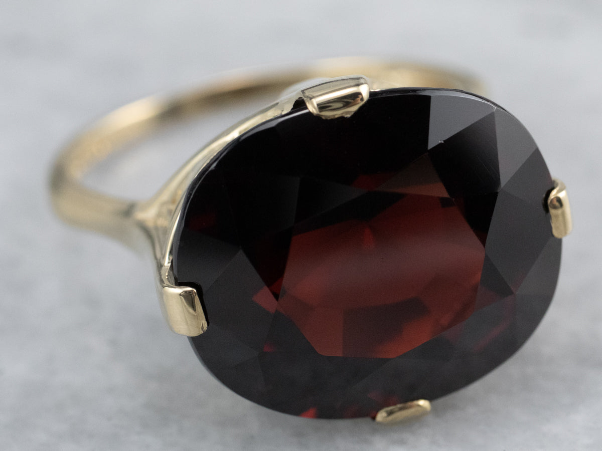 Cushion Cut Garnet Gold Statement Ring