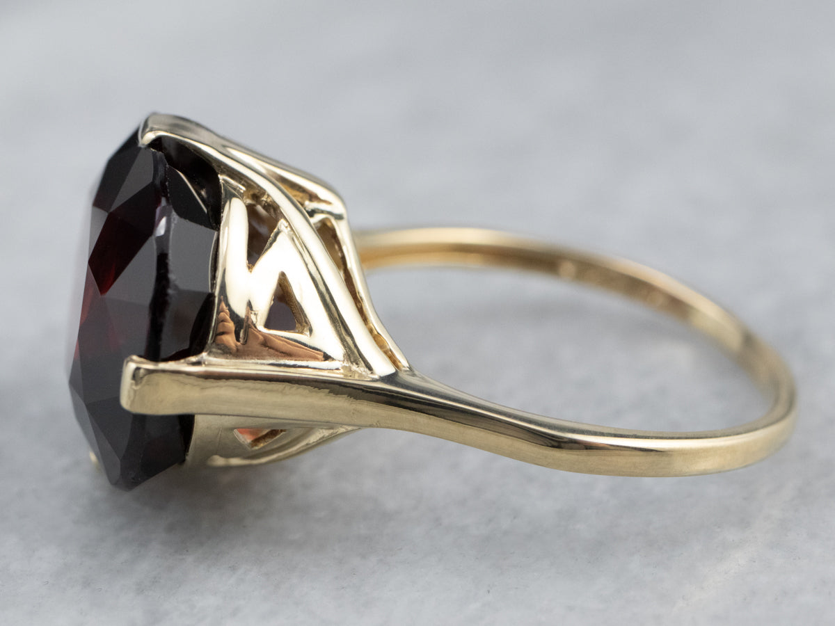Cushion Cut Garnet Gold Statement Ring