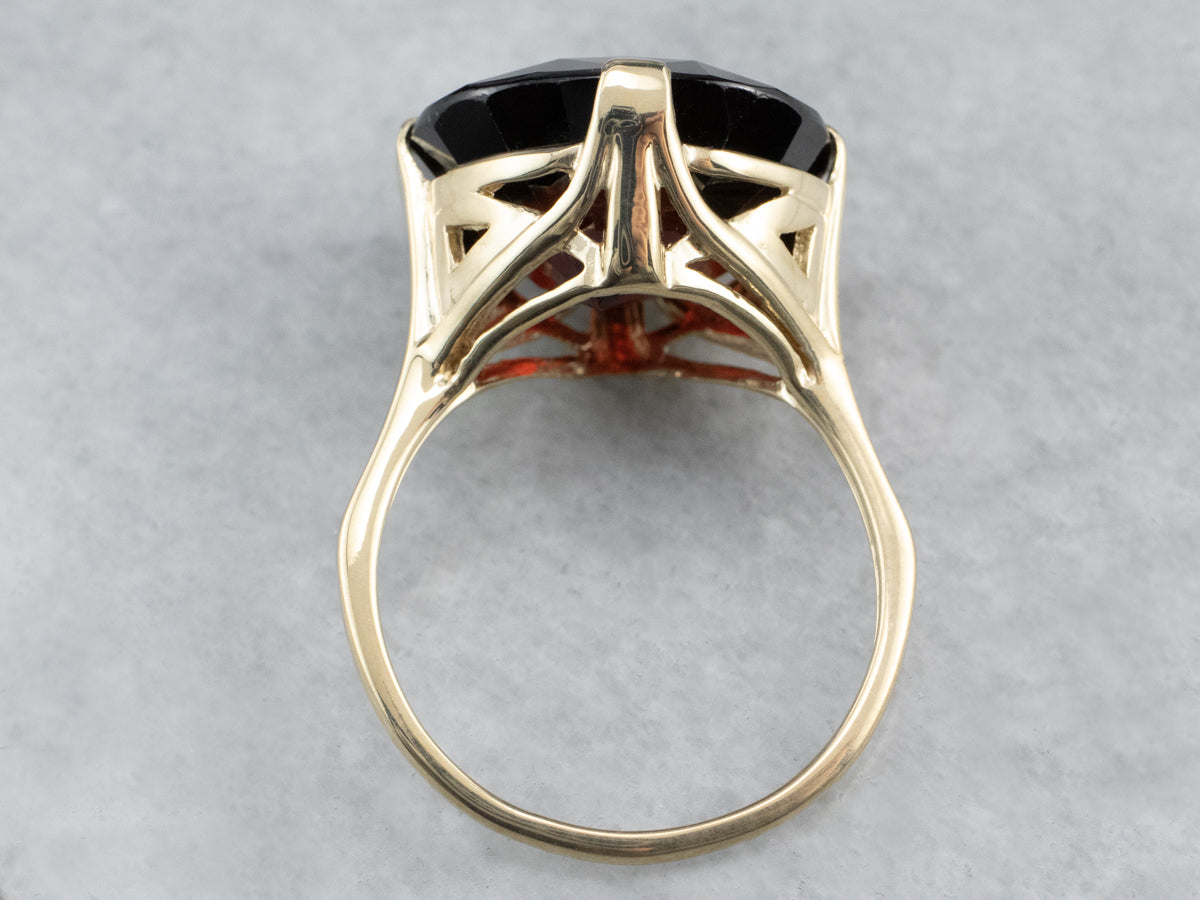 Cushion Cut Garnet Gold Statement Ring
