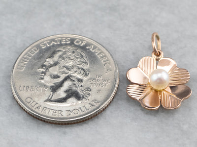 Pearl Four Leaf Clover Rose Gold Pendant