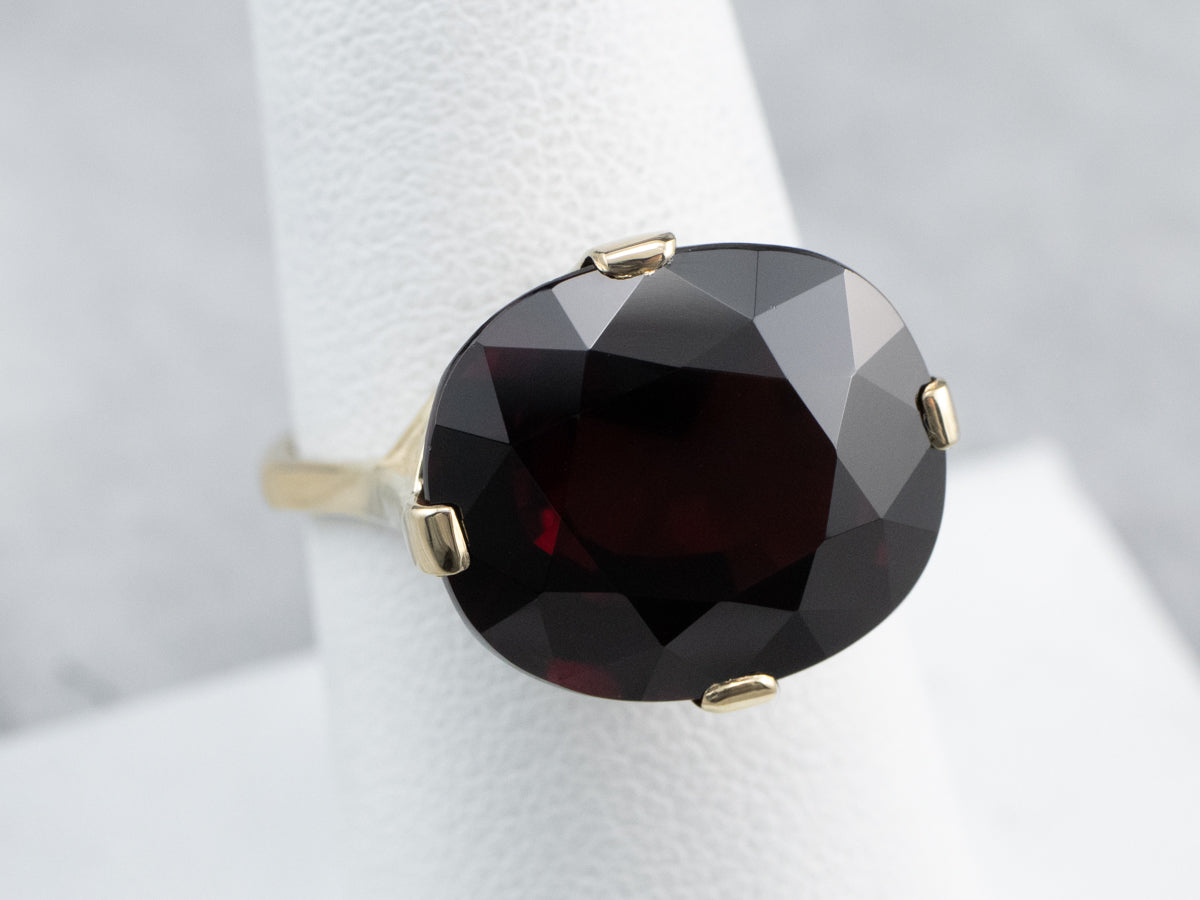 Cushion Cut Garnet Gold Statement Ring