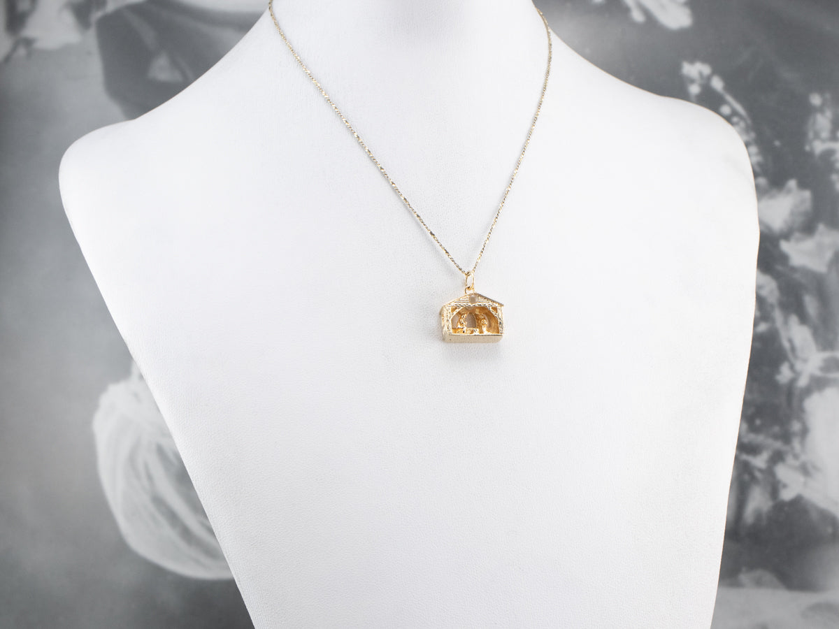 Vintage Gold Manger Charm Pendant