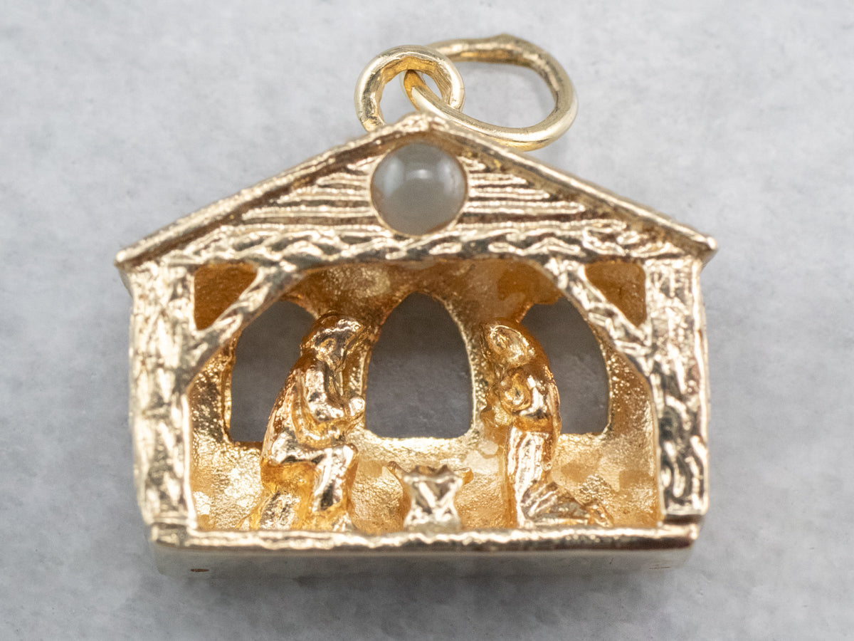 Vintage Gold Manger Charm Pendant