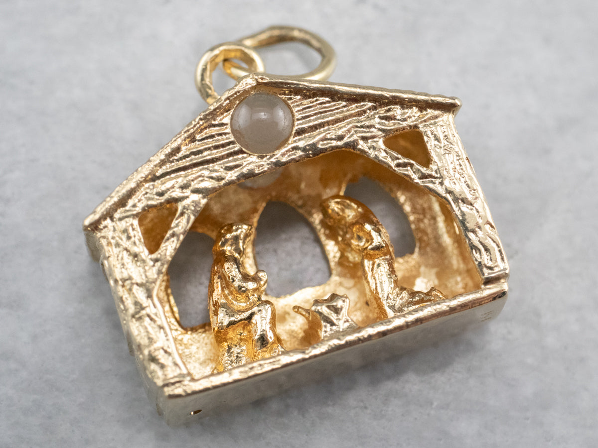 Colgante de encanto de pesebre de oro vintage
