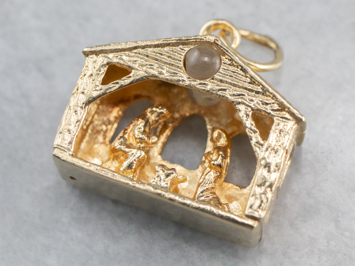 Vintage Gold Manger Charm Pendant