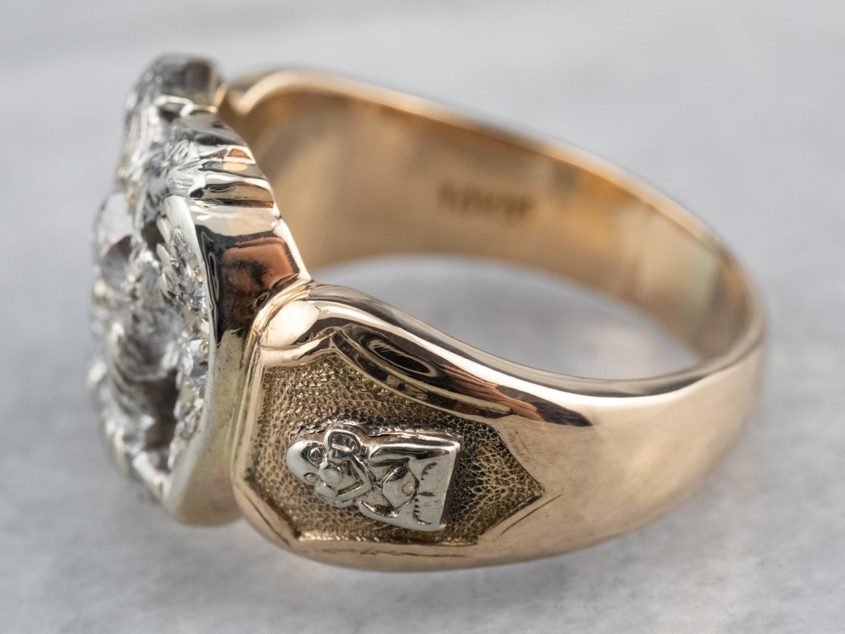 Old Mine Cut Diamond Masonic Ring