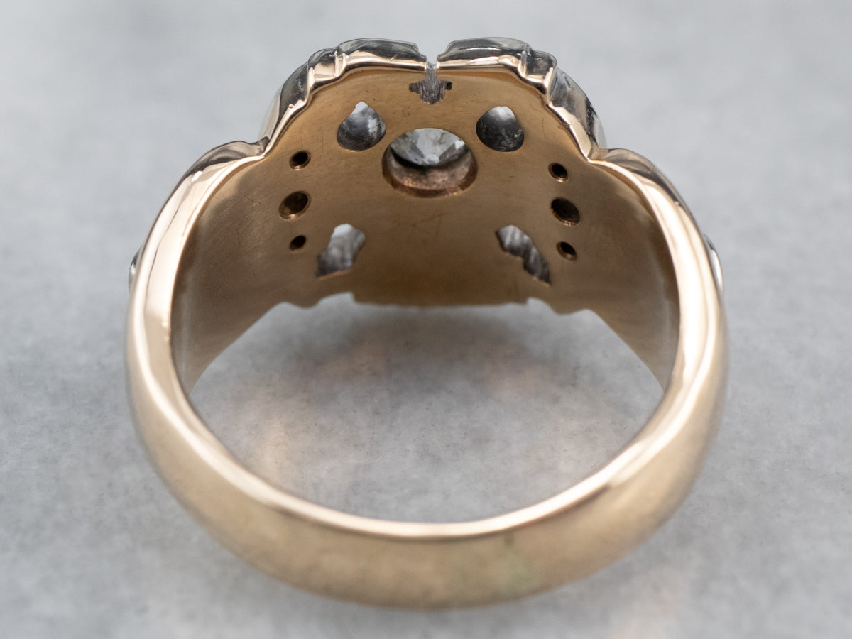 Old Mine Cut Diamond Masonic Ring