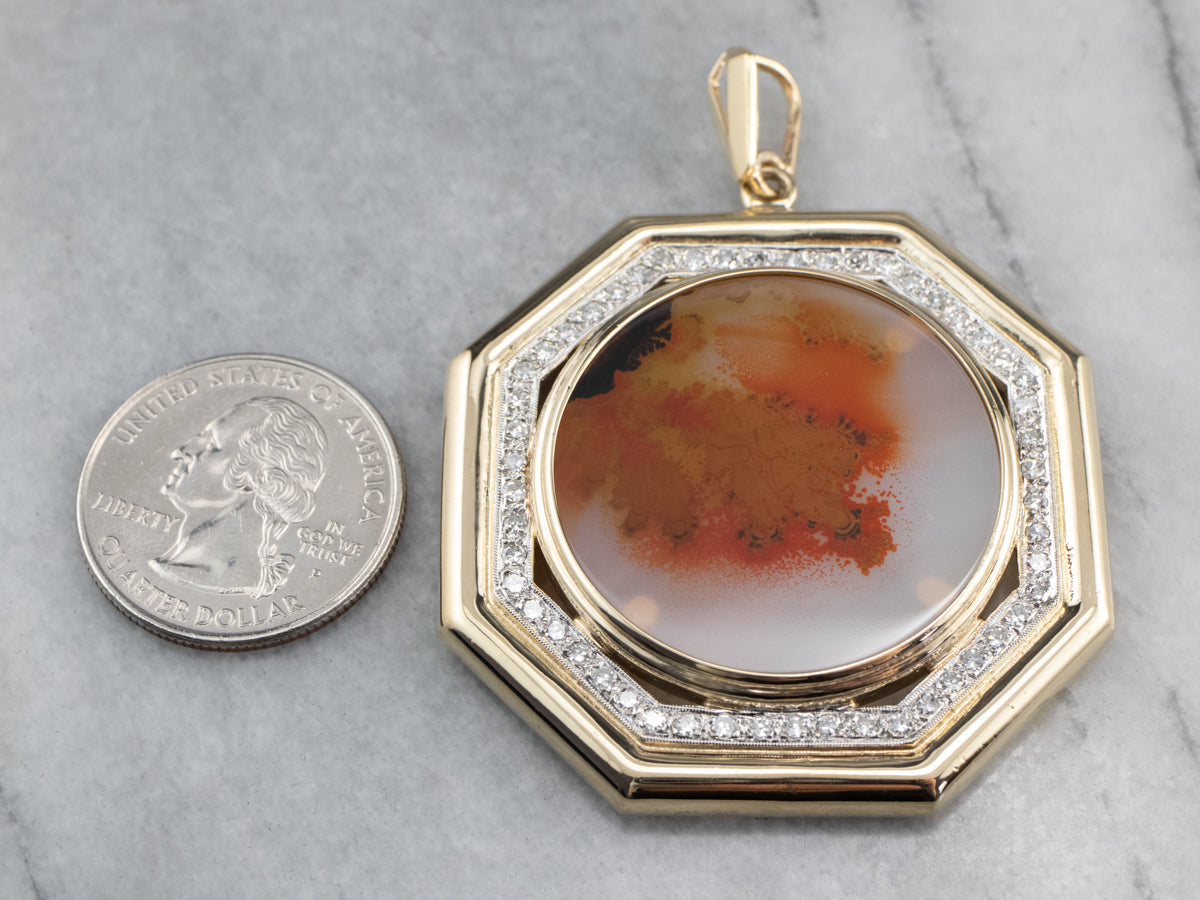 Diamond Shazar Stone Agate Halo Pendant