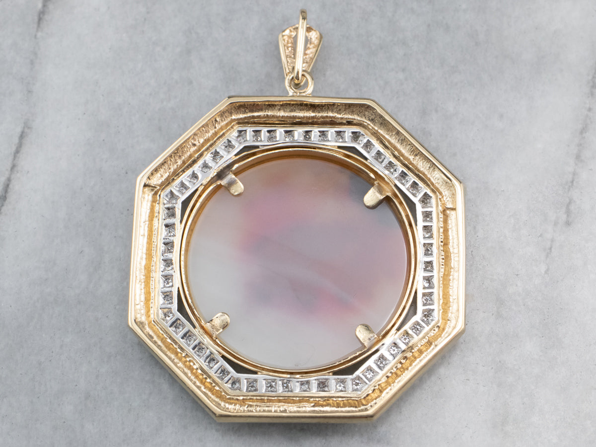 Diamond Shazar Stone Agate Halo Pendant