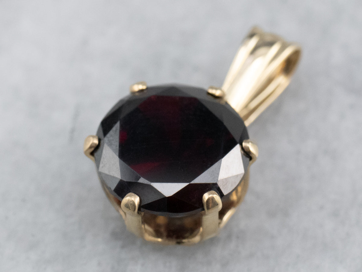 Colgante Solitario Granate Oro Amarillo