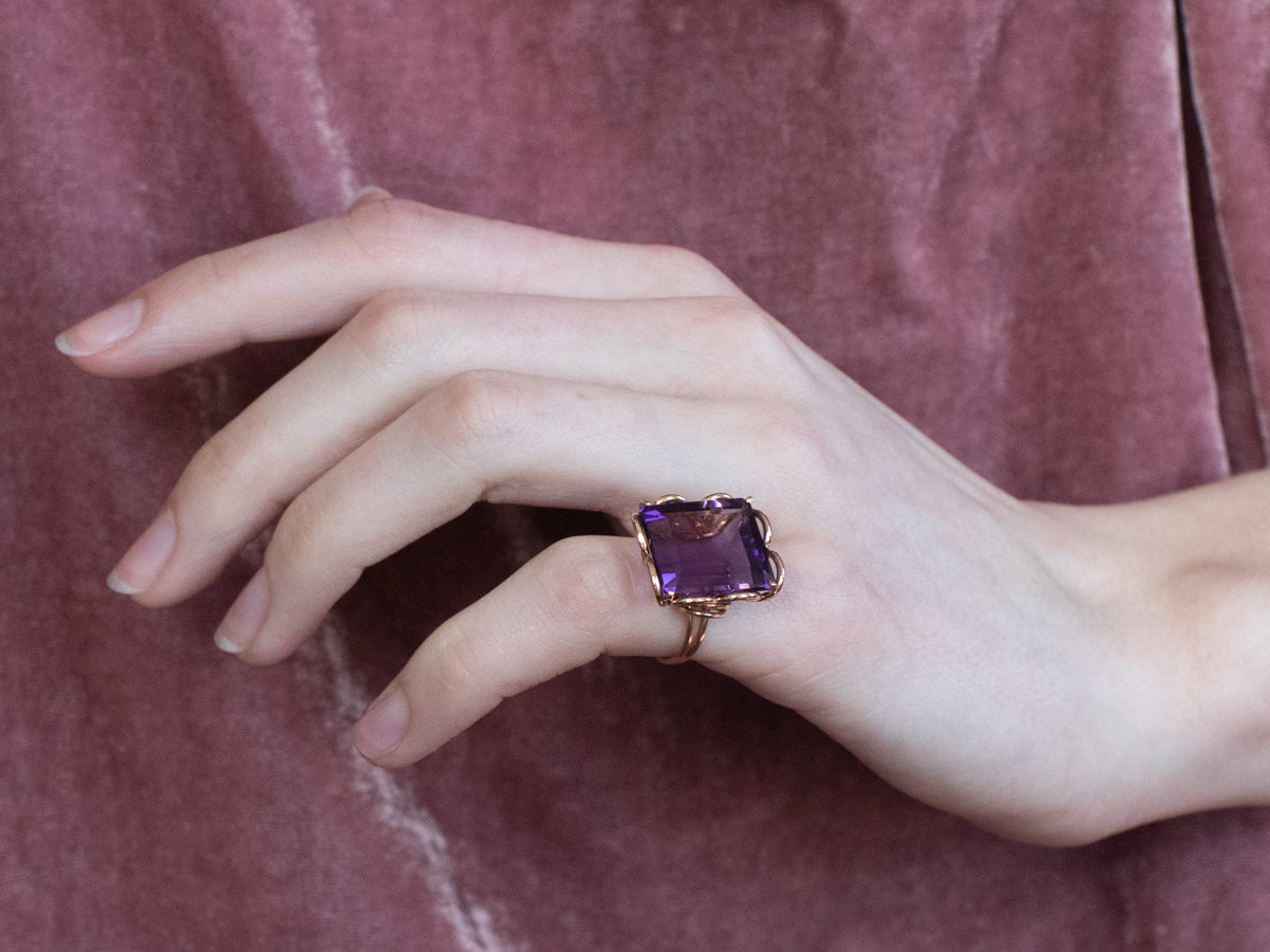 Rose Gold Amethyst Statement Ring
