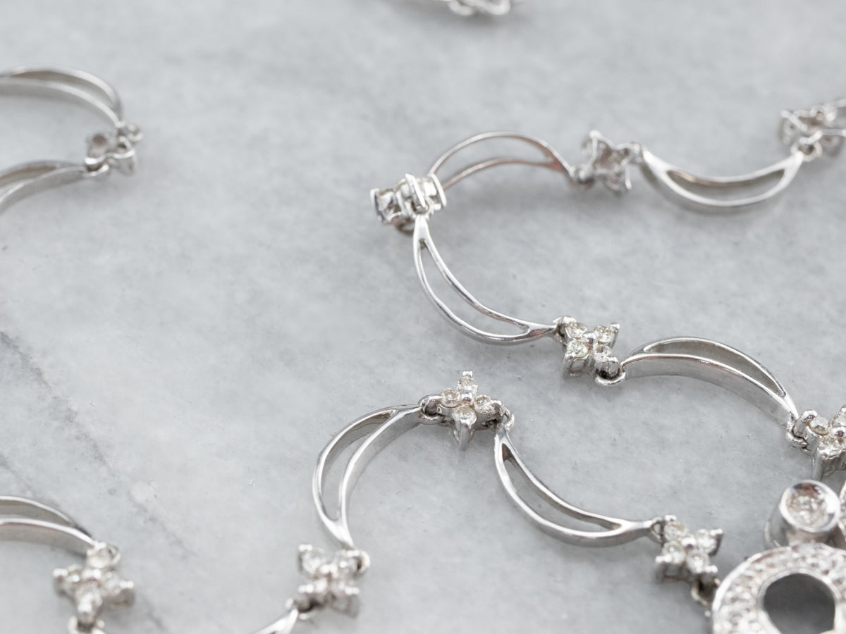 18K White Gold Modern Diamond Necklace