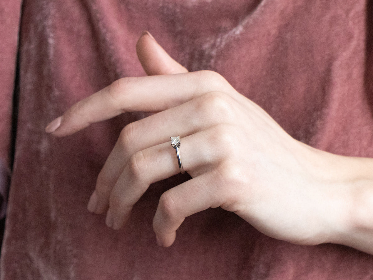 White Gold Princess Cut Diamond Engagement Ring