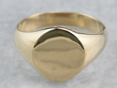 14K Gold Plain Unisex Signet Ring