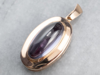 Purple Glass Cabochon Rose Gold Pendant