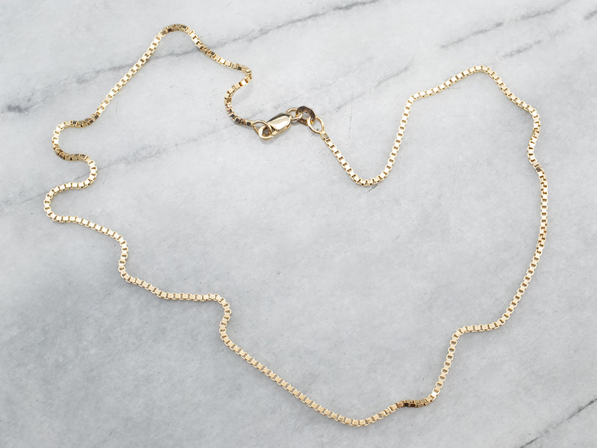 Collar de cadena de caja de oro amarillo de 14 quilates