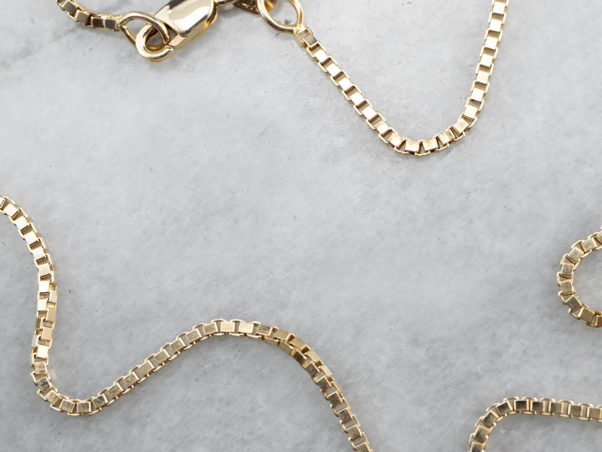 Collar de cadena de caja de oro amarillo de 14 quilates