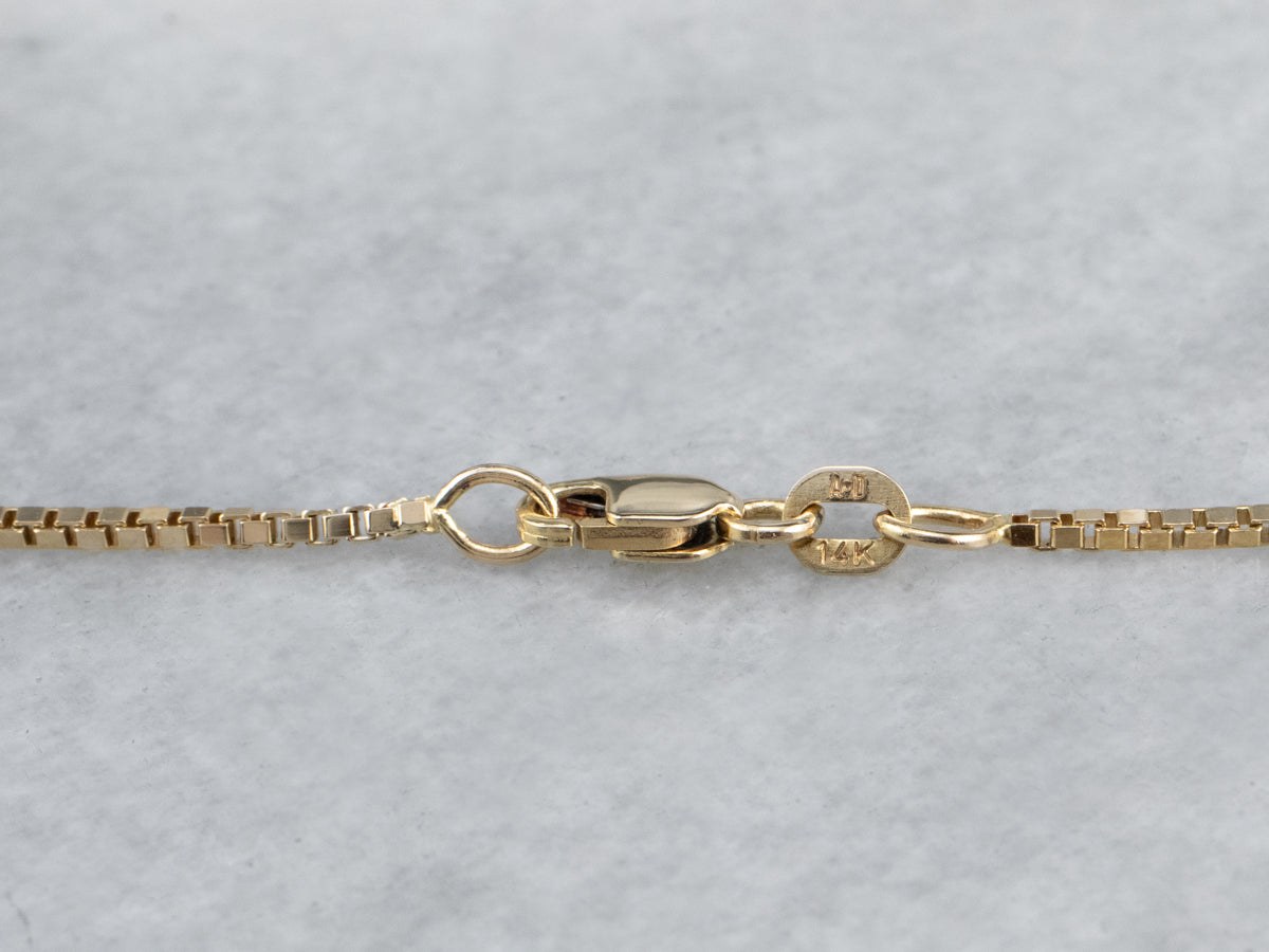 Collar de cadena de caja de oro amarillo de 14 quilates