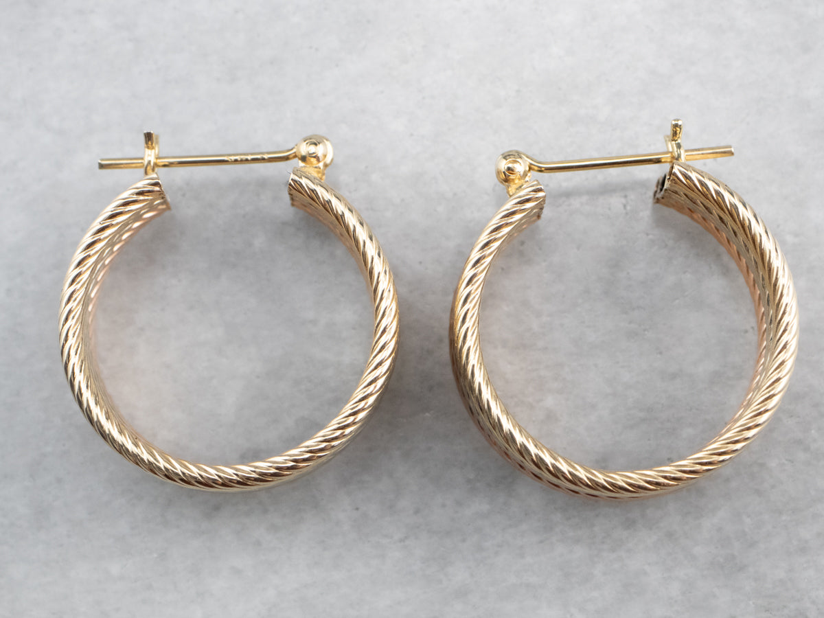 Pendientes de aro de oro tricolor