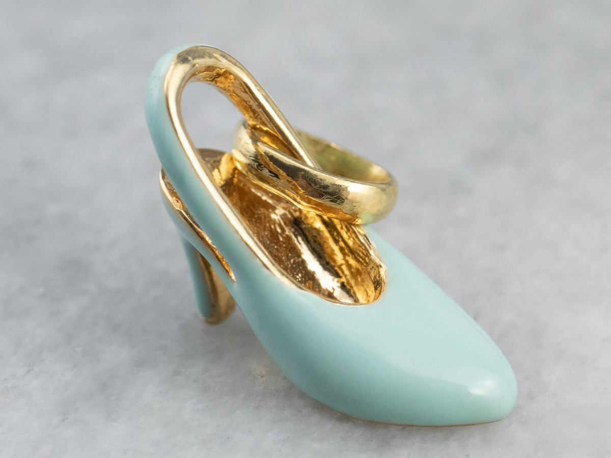 Colgante de tacón alto de oro y esmalte