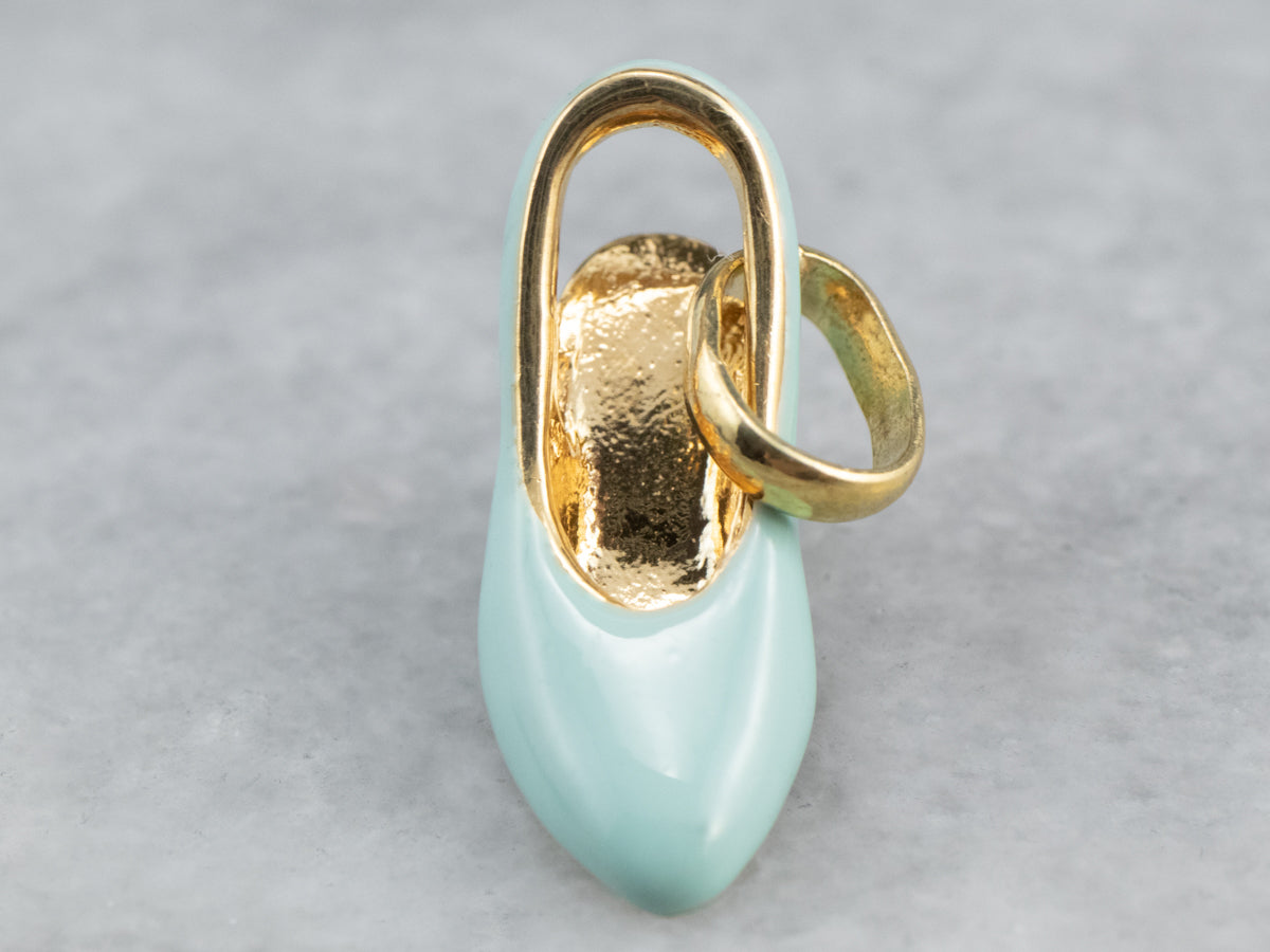 Colgante de tacón alto de oro y esmalte