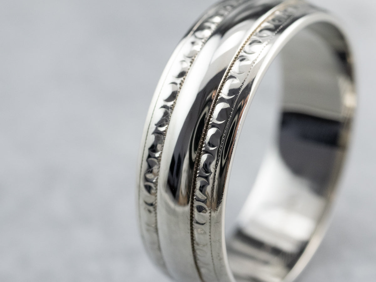 White Gold Pattern Band