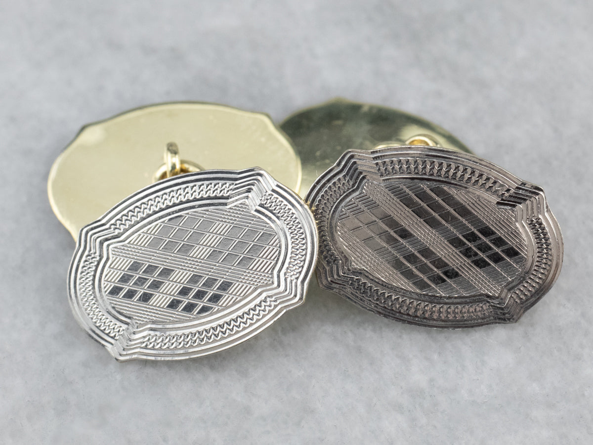 Art Deco Engraved Gold Cufflinks