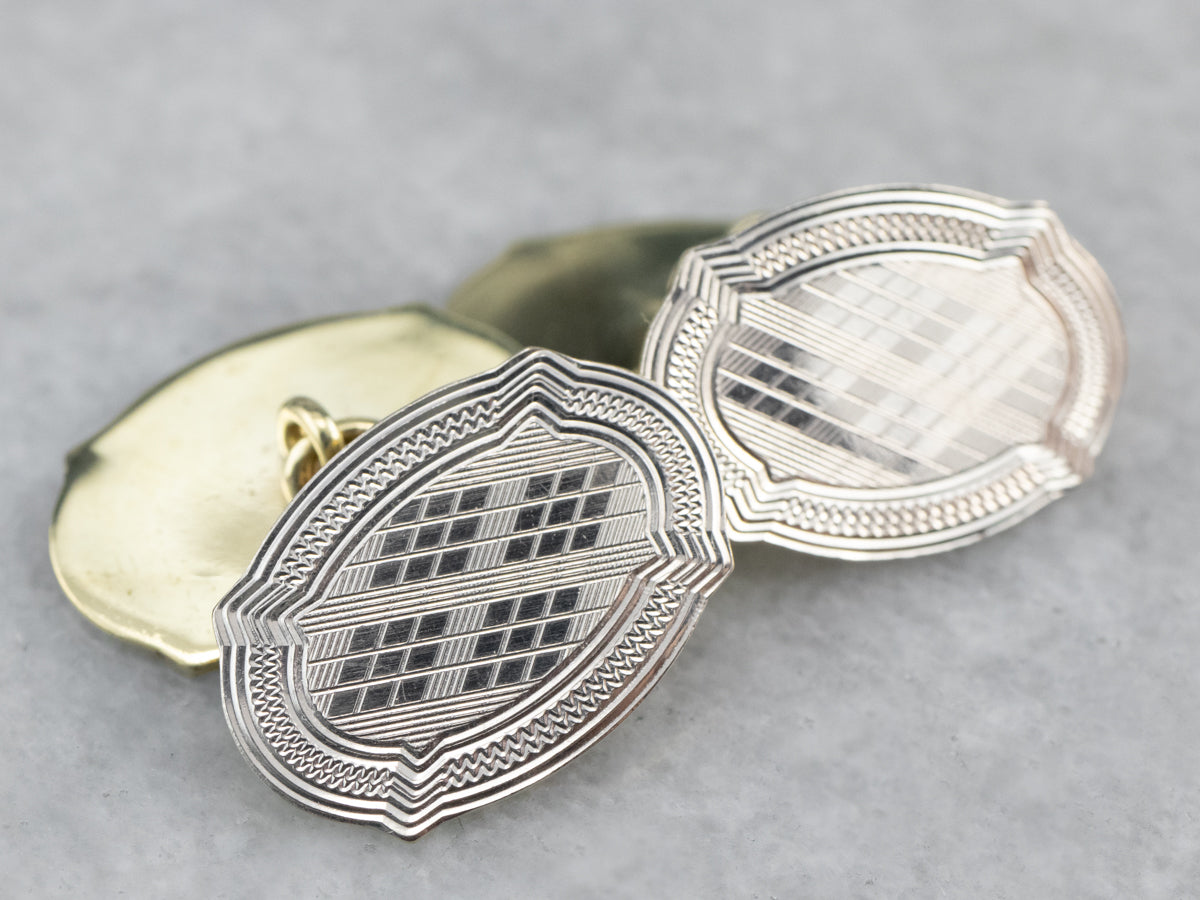Art Deco Engraved Gold Cufflinks