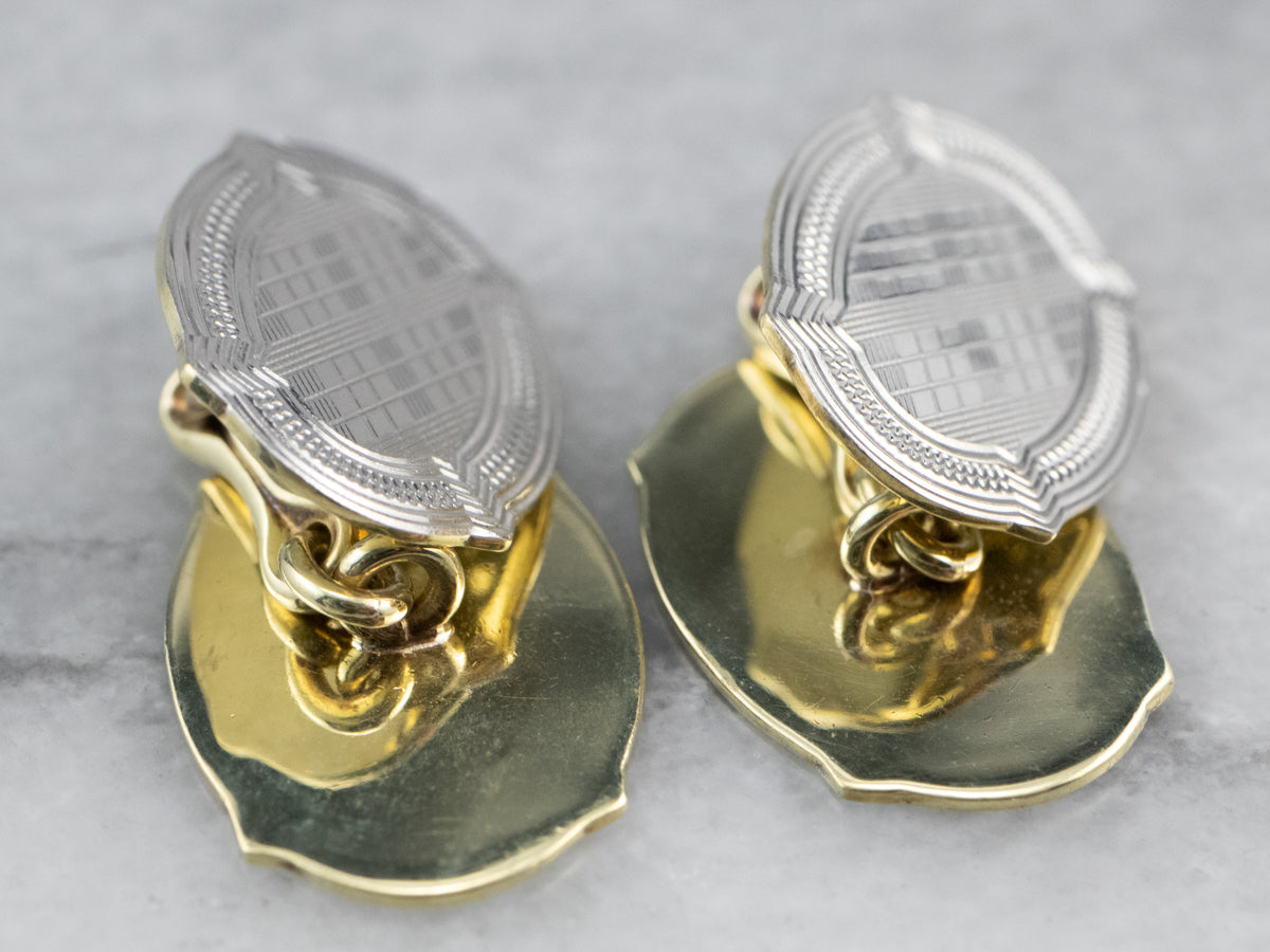 Art Deco Engraved Gold Cufflinks