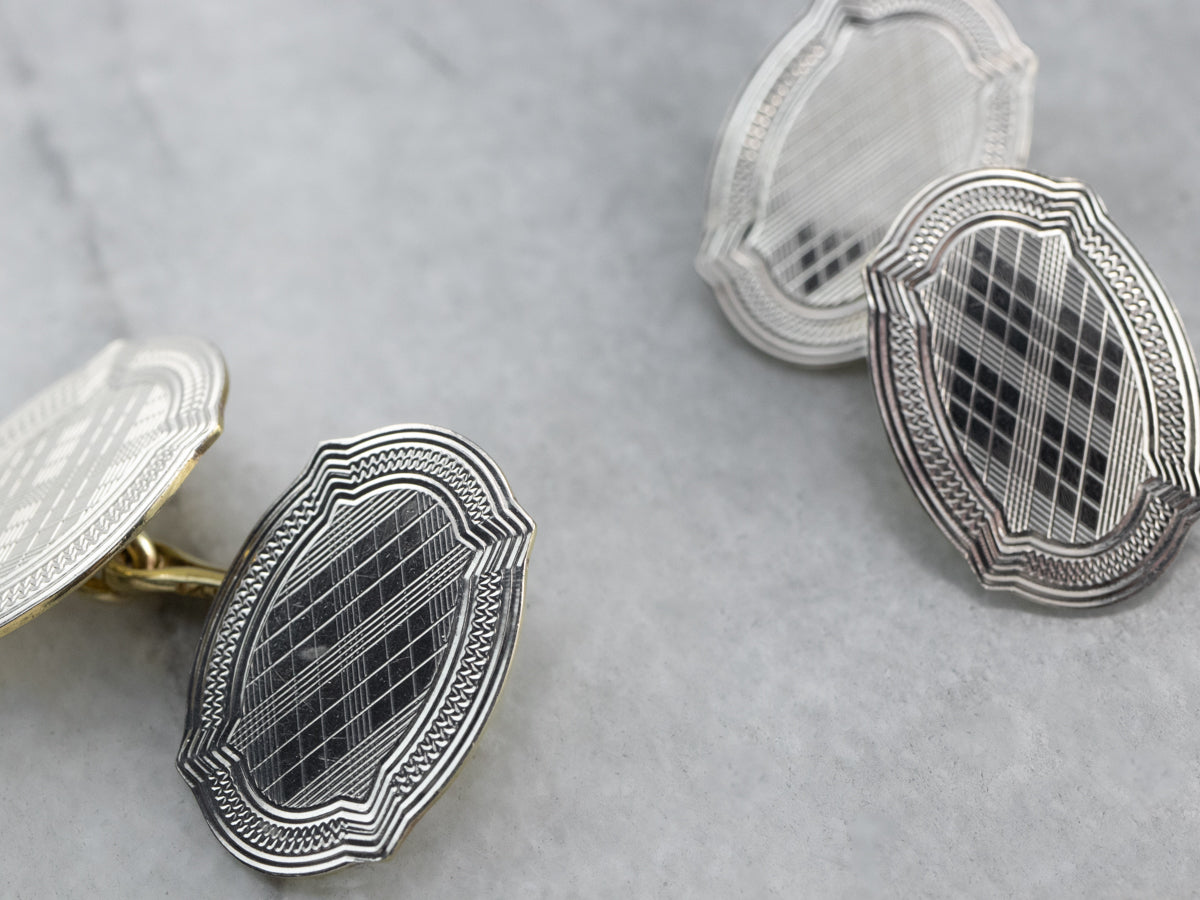 Art Deco Engraved Gold Cufflinks