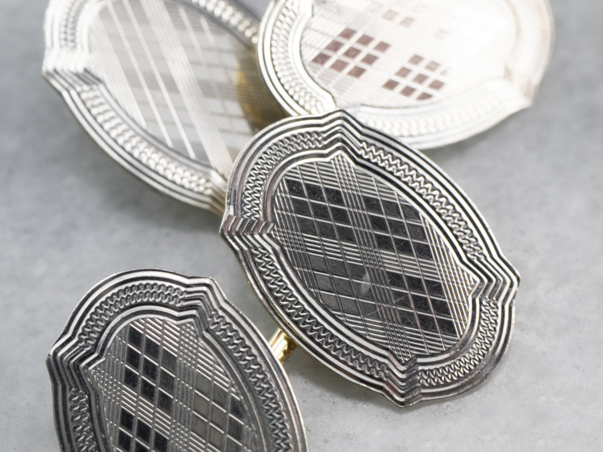 Art Deco Engraved Gold Cufflinks