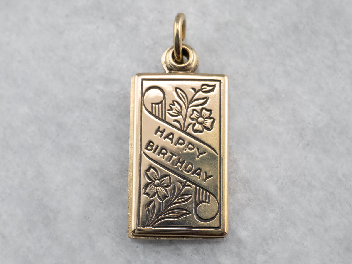 Gold Happy Birthday Card Charm