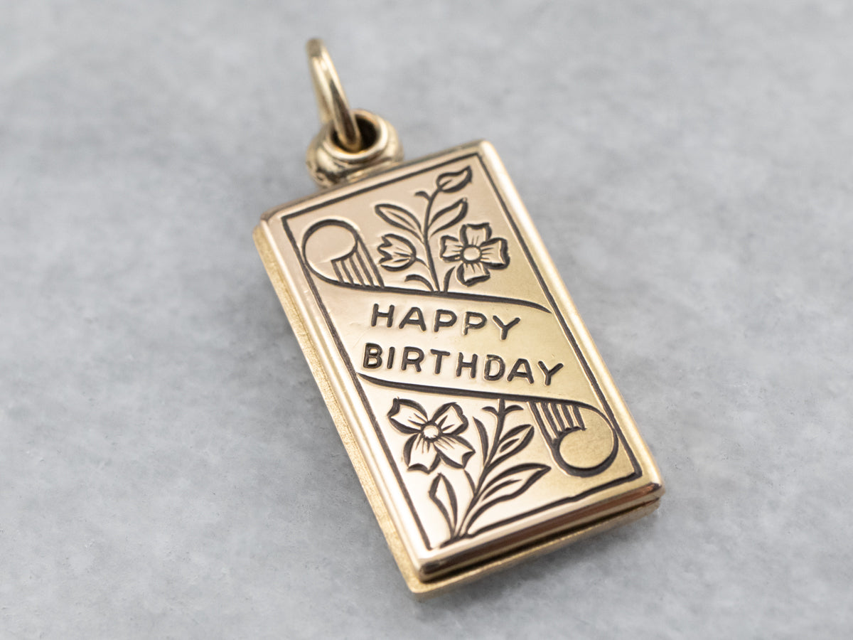 Gold Happy Birthday Card Charm