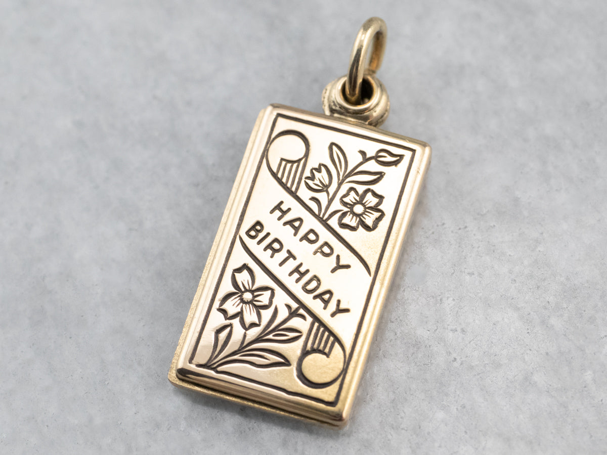 Gold Happy Birthday Card Charm