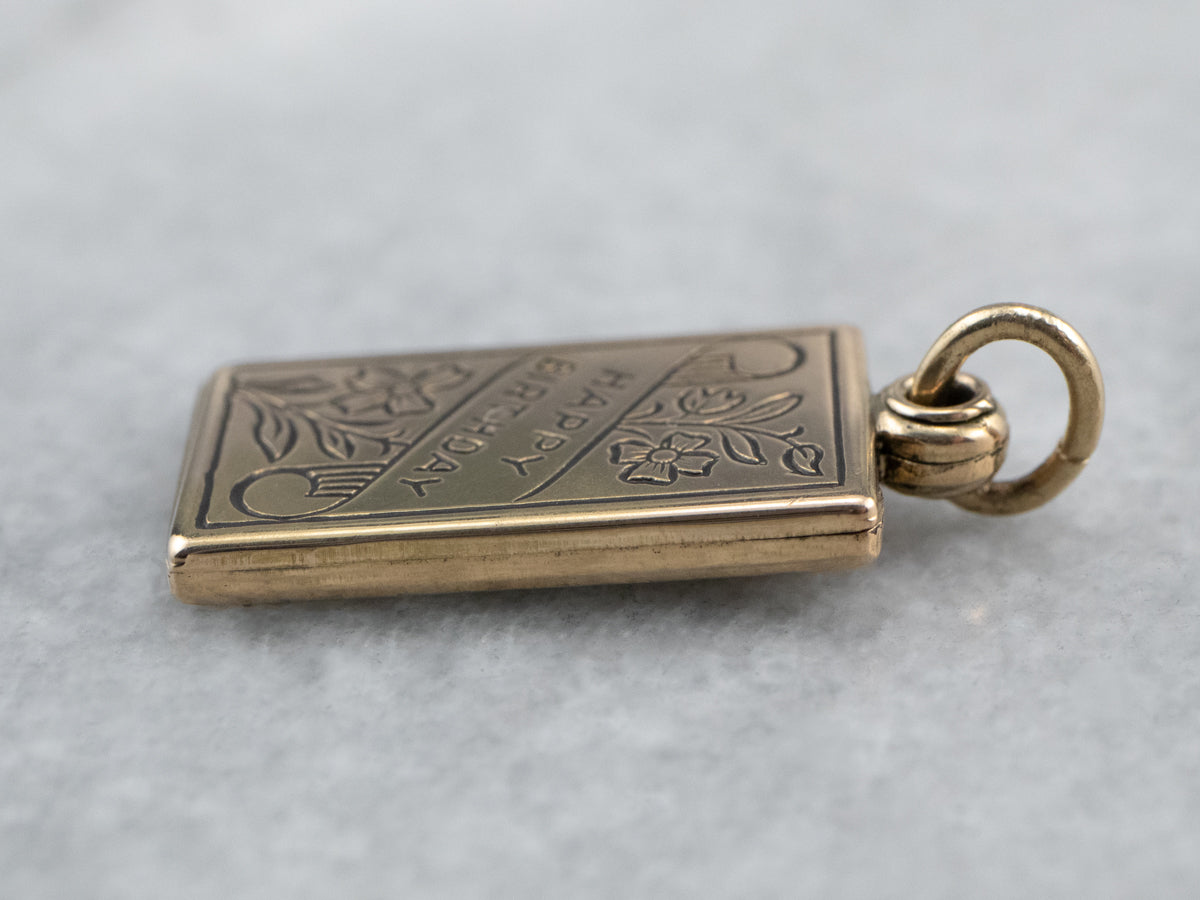 Gold Happy Birthday Card Charm
