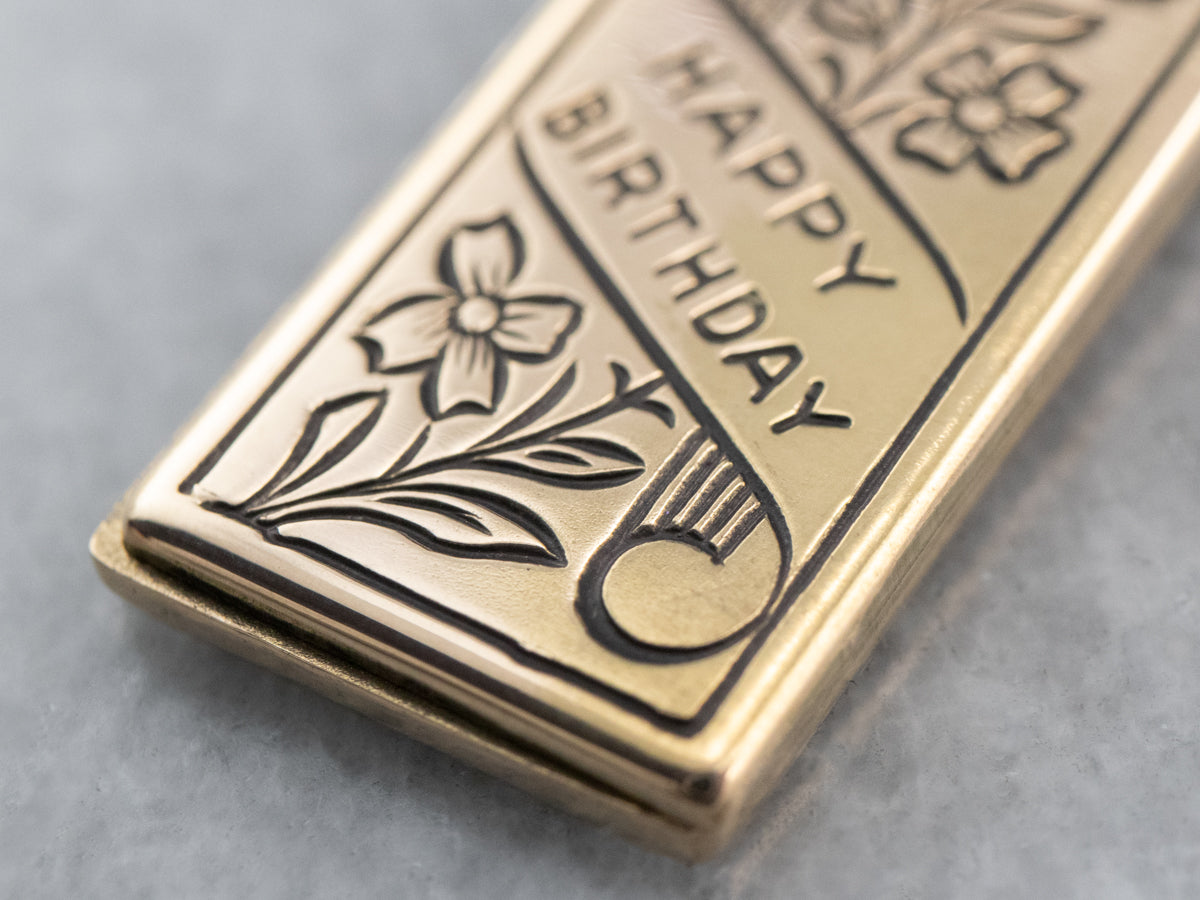 Gold Happy Birthday Card Charm