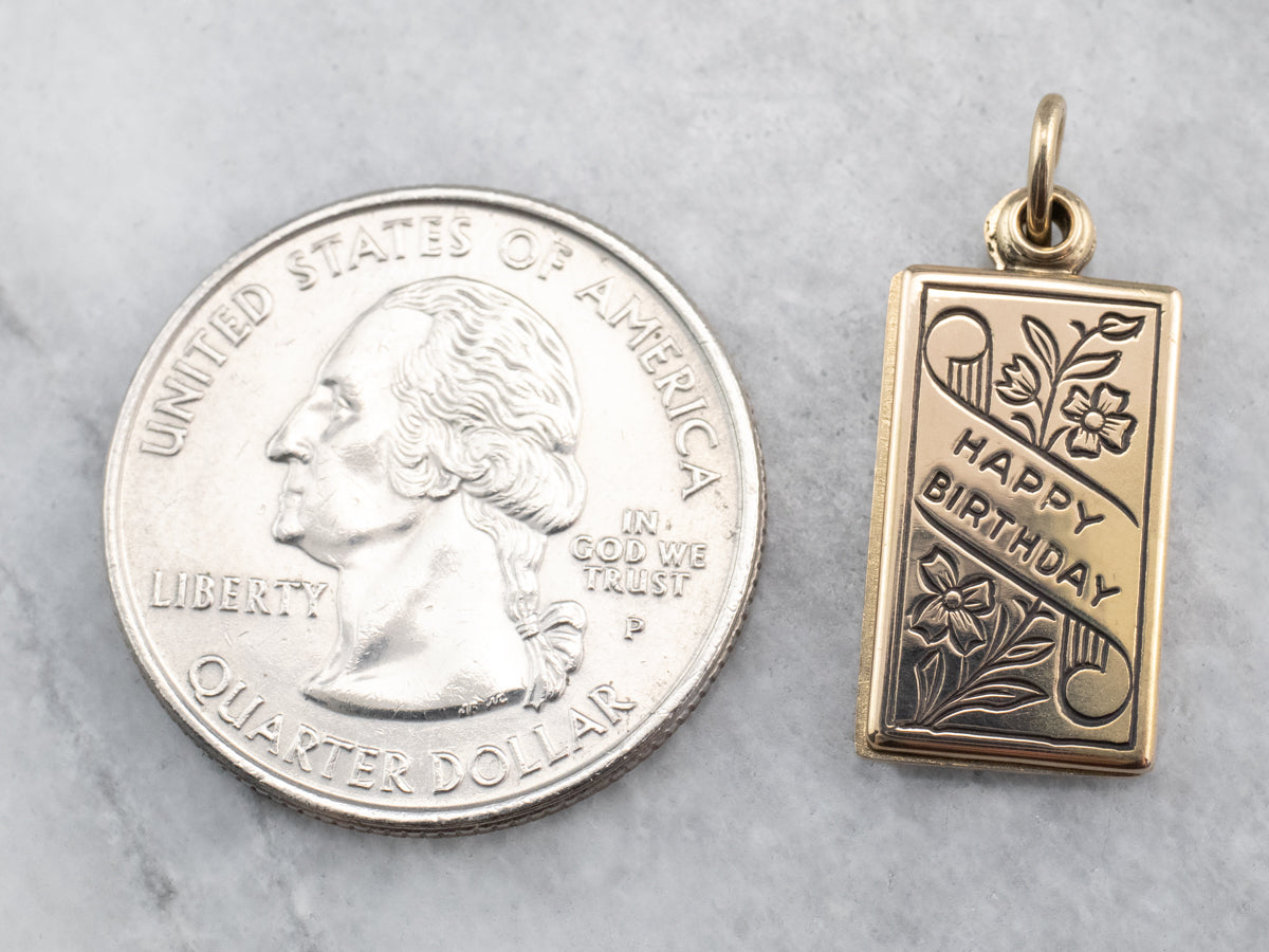 Gold Happy Birthday Card Charm